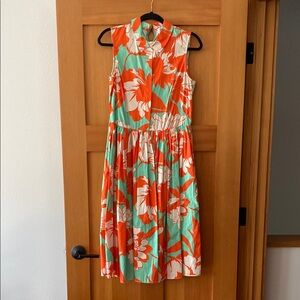 Modcloth Vibrant Floral Midi Dress - Orange and Green
